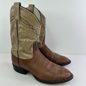 Tony Lama Men's Brown Beige Western Boots - Size 9 EE